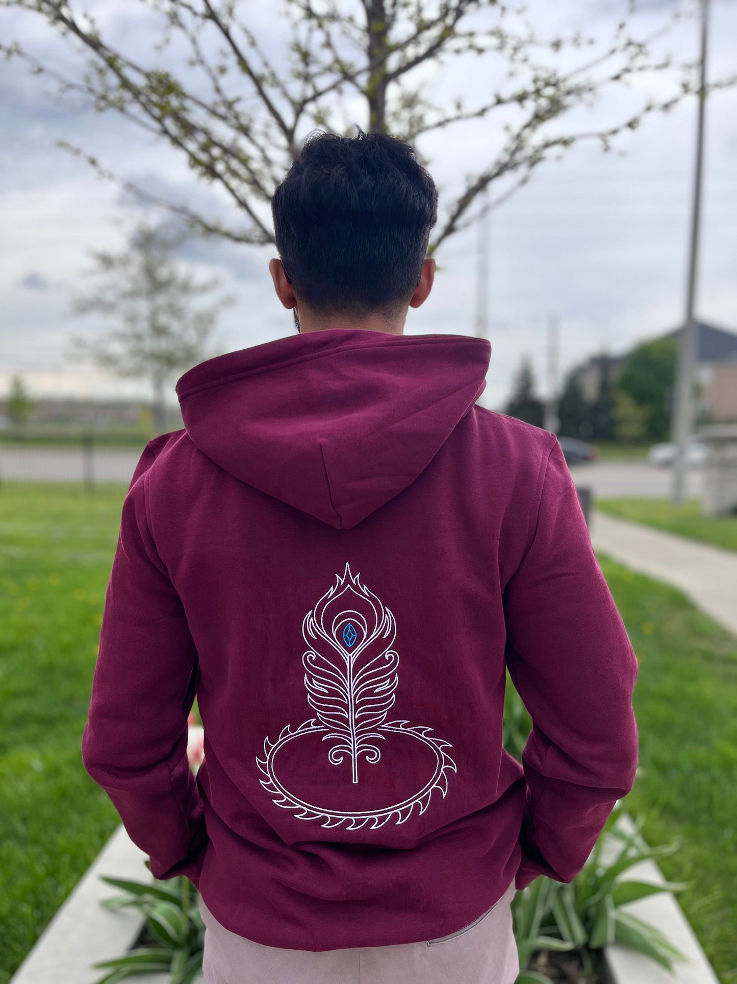 Aikyam-LordKrishna-MayurChakra-Hoodie-Maroon