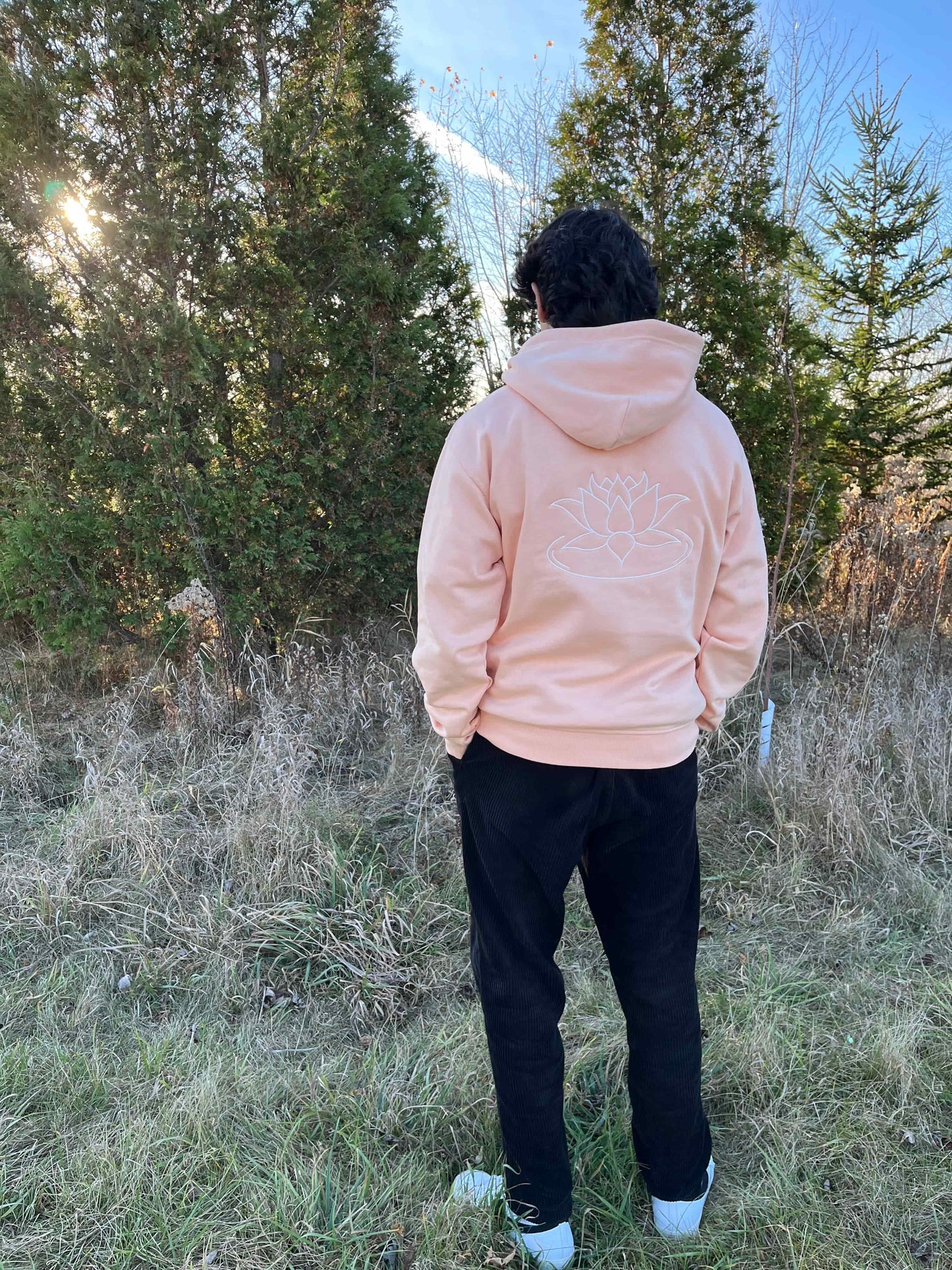 Aikyam-GoddessLakshmi-Padma(Lotus)-Hoodie-Peach