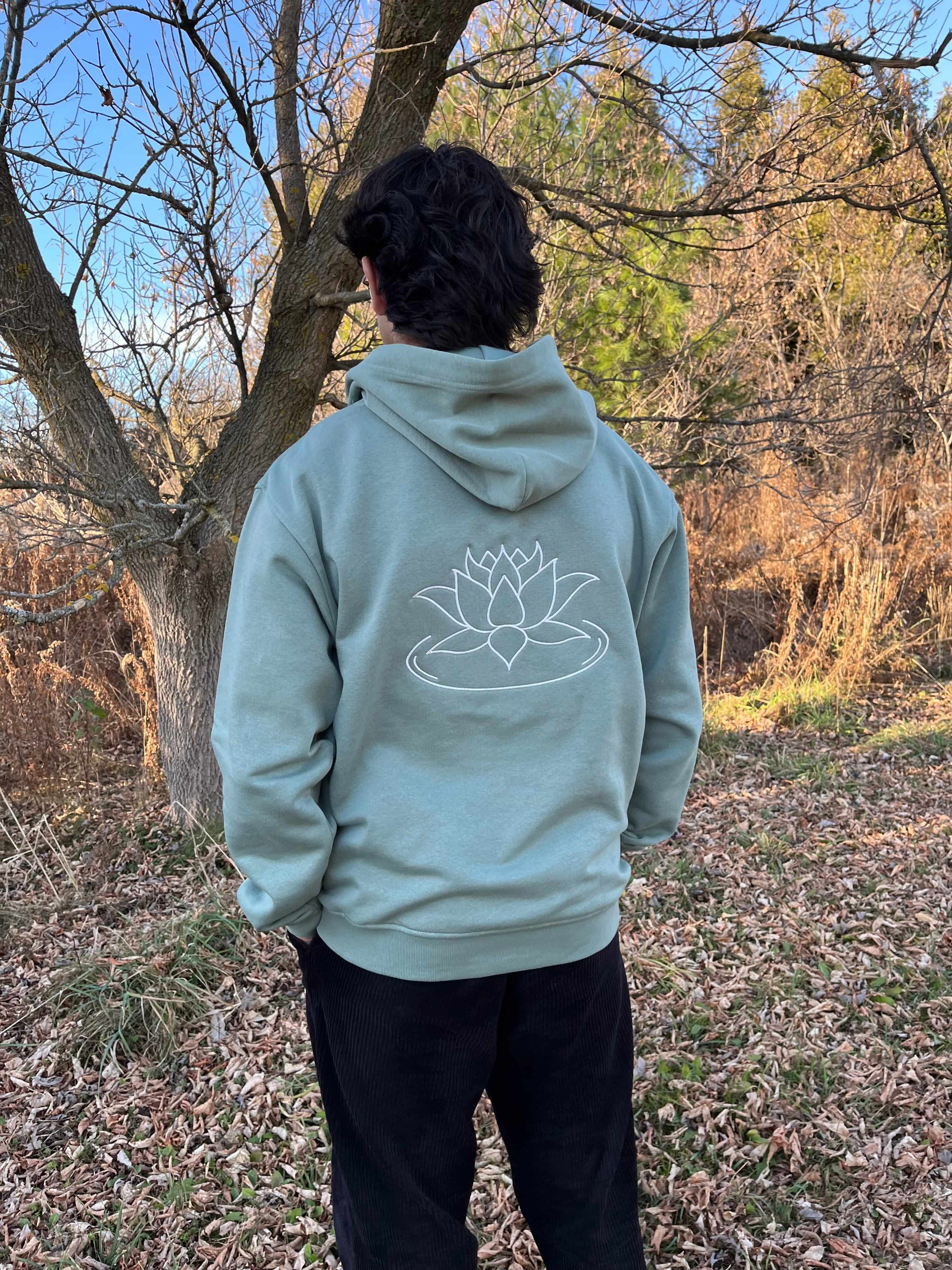 Aikyam-GoddessLakshmi-Padma(Lotus)-Hoodie-Sage Green